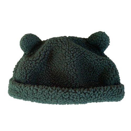 Hunter Green Sherpa Bear Hat