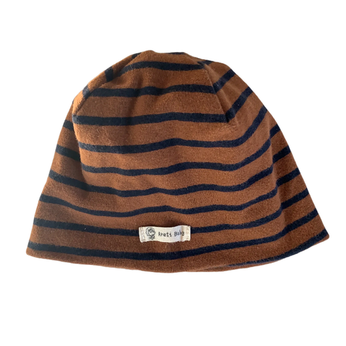 Brown and Navy Striped Beanie