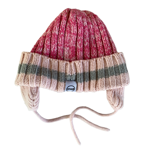 Pink and Grey Stripe Winter Hat Small / Female / Everyday