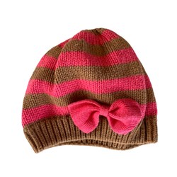 Pink and Brown Striped Knit Hat Small / Female / Everyday