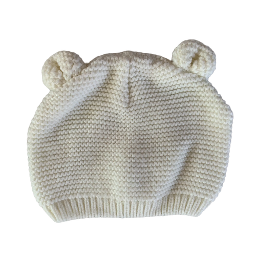 Knit White Bear Hat Small / Unisex / Everyday