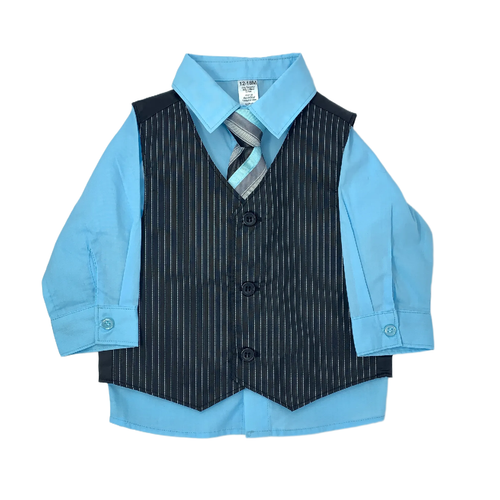 Blue Shirt, Tie and Vest 12-18 months / Male / Formal