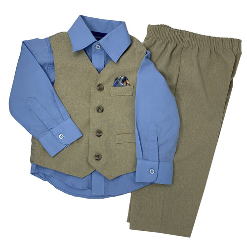 Tan and Blue 3 Piece Outfit 18-24 months / Male / Formal