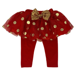 Red with Gold Polka Dots Skirt 9-12 months / Female / Everyday