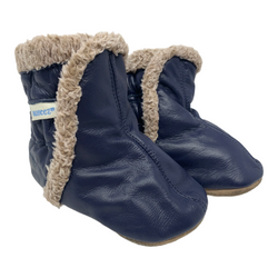 Robeez Navy Leather Bootie