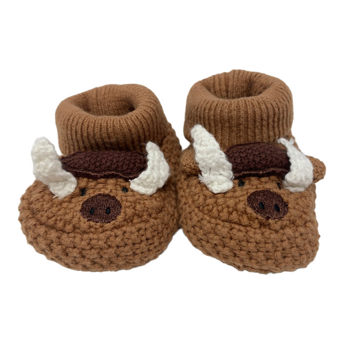 Brown Knit Animal Booties