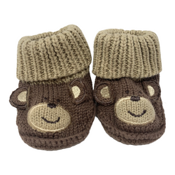 Knit Brown Bear Booties