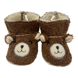 Brown Fuzzy Bear Ankle Slippers