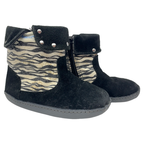 Black Zebra Pattern Fashion Boot