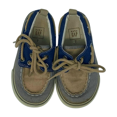 Brown and Blue Shoes with Laces, Size 8