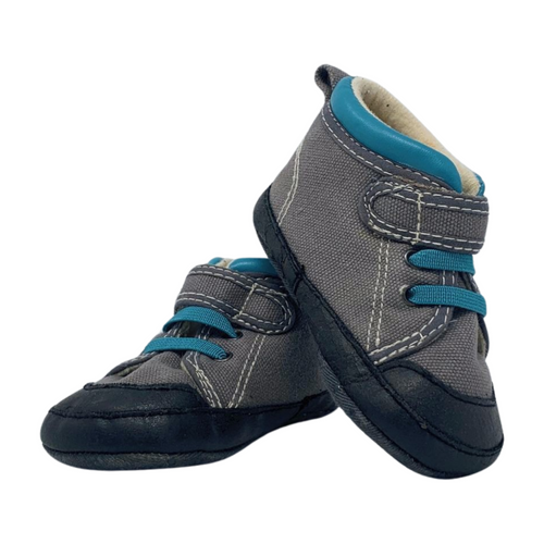 Grey, Blue, and Black Hi-Top Shoes, Size 3