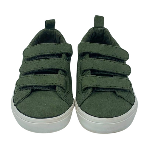 Green Flat Sole Velcro Shoes, Size 6