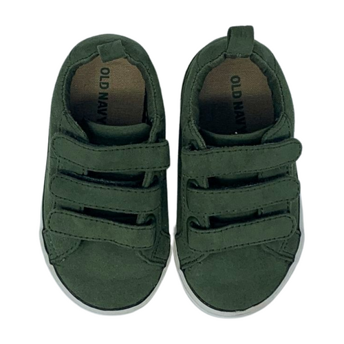 Green Flat Sole Velcro Shoes, Size 6