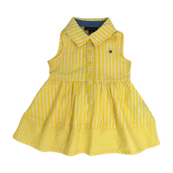 Yellow Striped Collared Dress