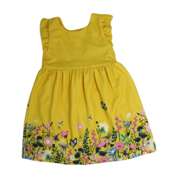 Yellow Dress with Flowers and Butterflies