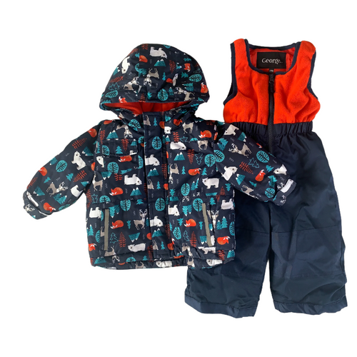 Winter Snow Suit Set in Navy and Orange