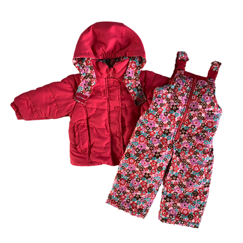 Pink Floral 2-piece Winter Snowsuit