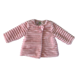 Pink Faux Fur Ribbed Winter Coat