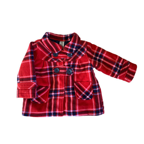 Red Plaid Collared Winter Coat