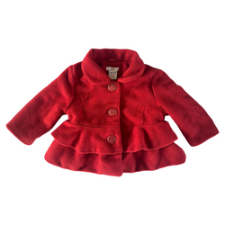 Red Ruffled Winter Dress Coat