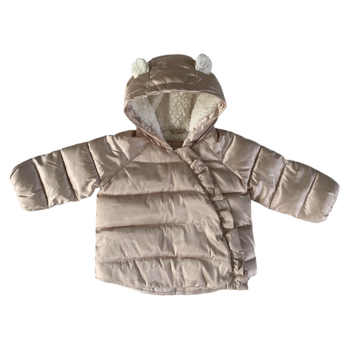 Winter Puffer Coat with Ruffle Trim