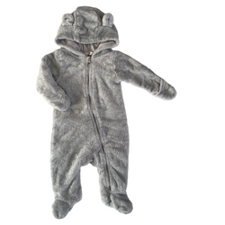 Grey Fuzzy Winter Bunting Suit